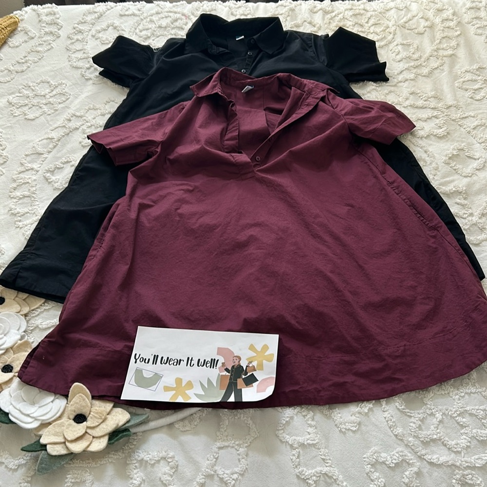 Duo of Old Navy A-line dresses. Plum size XS, Black size S